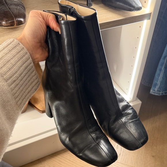 Black Leather Ankle Boots - Picture 3 of 4